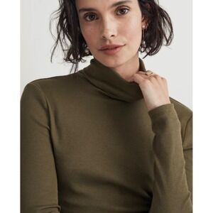 Lauren Ralph Lauren 100% Cotton Boho Preppy Olive Green Turtleneck Sweater S